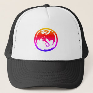 Neon-Drache schwarze Trucker-Mütze Truckerkappe