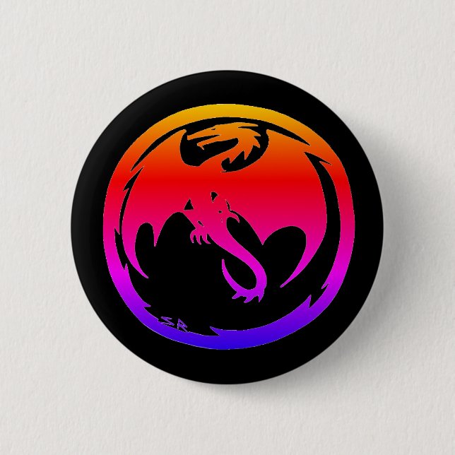 Neon Dragon Black Button (Vorderseite)