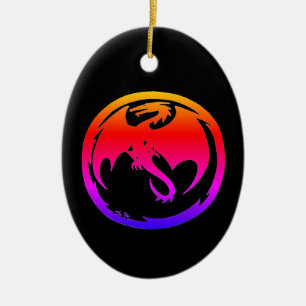 Neon Dragon Black Keramik Ornament