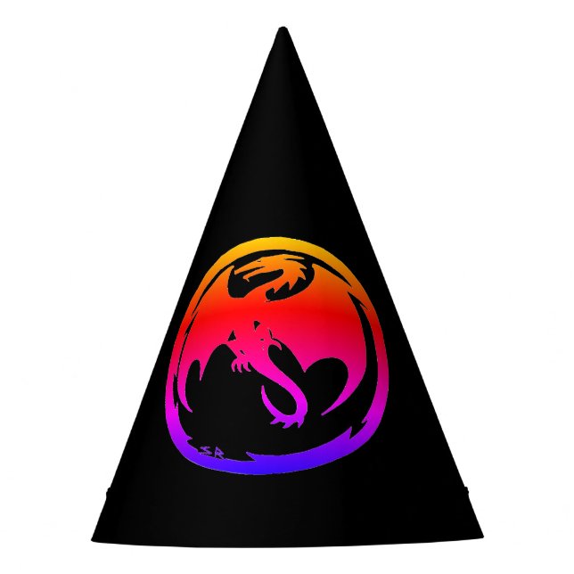 Neon Dragon Black Party Hats Partyhütchen (Vorderseite)