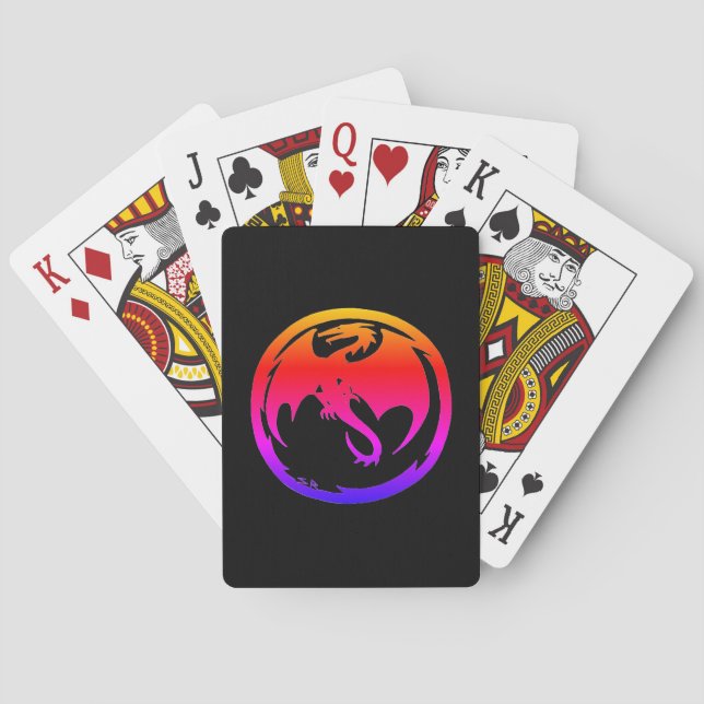 Neon Dragon Black Poker Spielkarten (Rückseite)