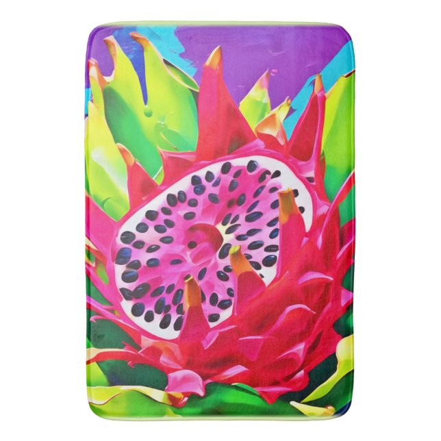 Neon Dragon Fruit Splendor Badematte (Vorderseite Vertikal)