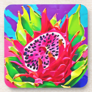 Neon Dragon Fruit Splendor Getränkeuntersetzer