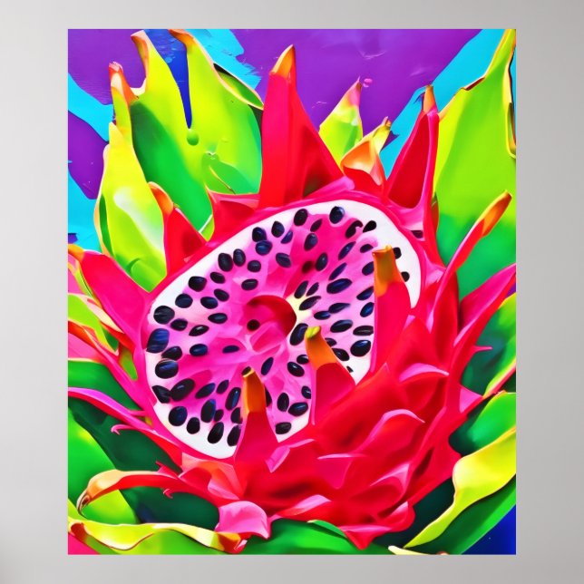 Neon Dragon Fruit Splendor Poster (Vorne)