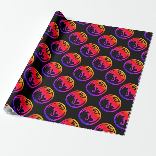 Neon Dragon schwarz glänzend Packpapier Medium (Ungerollt)
