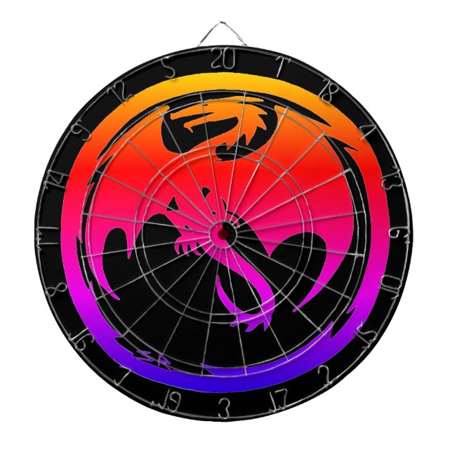 Neon Dragon schwarzes Dartboard Dartscheibe (vorne)