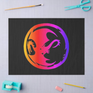 Neon Dragon Schwarztaschpapier groß Seidenpapier