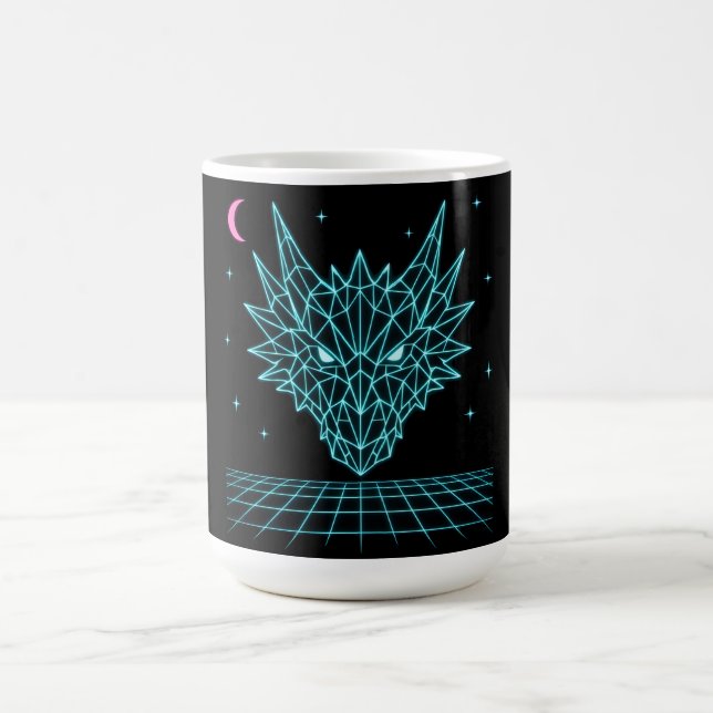 Neon Dragon Synthwave – Retro Fire Beast Kaffeetasse (Mittel)