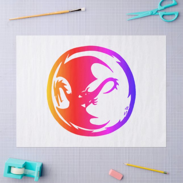 Neon Dragon weißes Papiertuch groß Seidenpapier (Basteln)