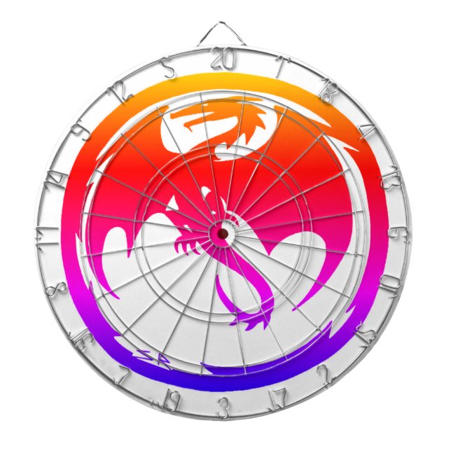 Neon Dragon White Dart Board Dartscheibe (vorne)