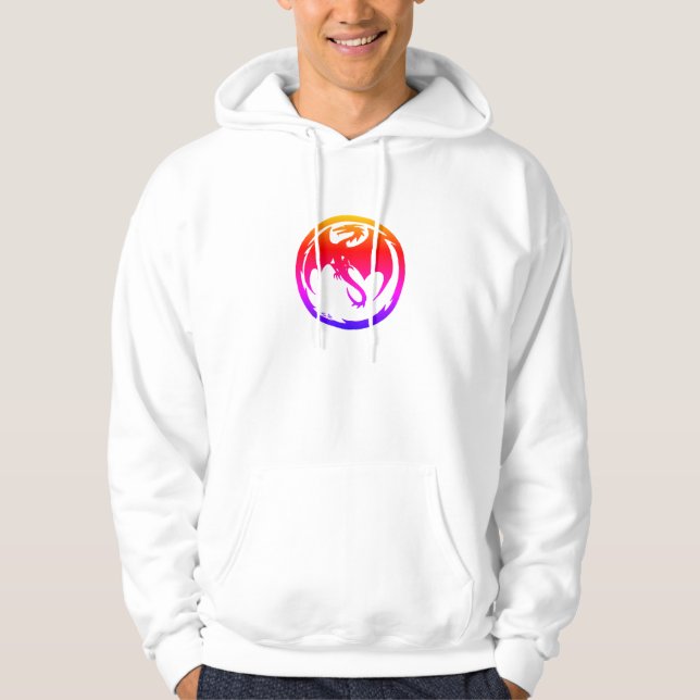 Neon Dragon white hoodie (Vorderseite)