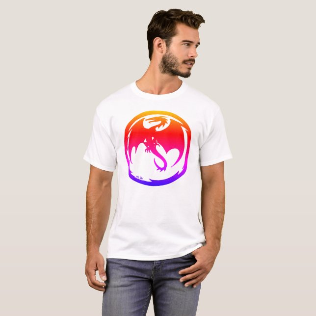 Neon Dragon white T - Shirt (Vorne ganz)