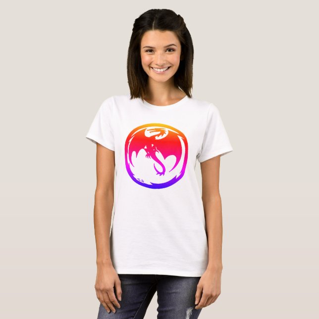 Neon Dragon Women White T - Shirt (Vorne ganz)