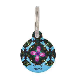 Neon Dragonfliegen Rosa Blume Schwarzes Schimmer M Haustiermarke