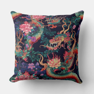 Neon Dragons und Blume Kissen