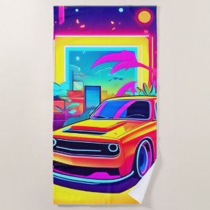 Neon Dream Car Escape Strandtuch
