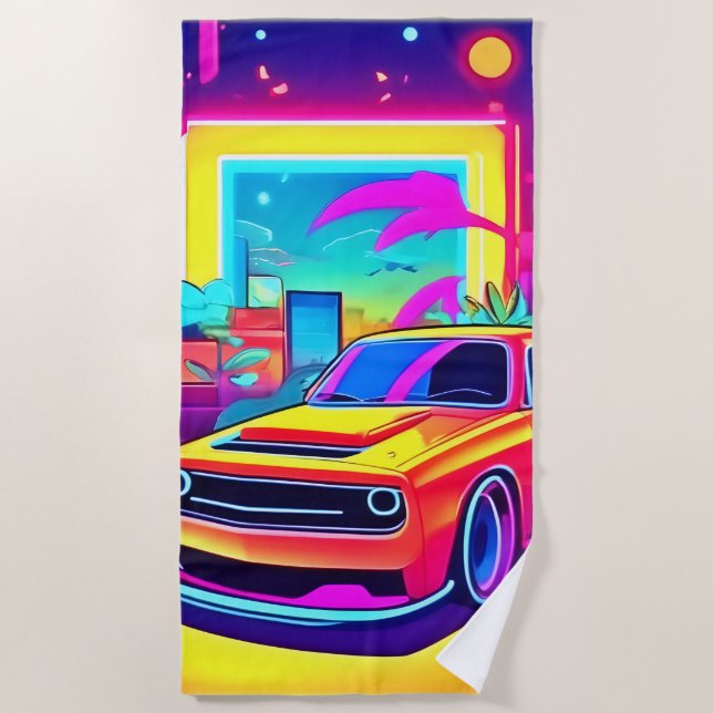 Neon Dream Car Escape Strandtuch (Vorderseite)