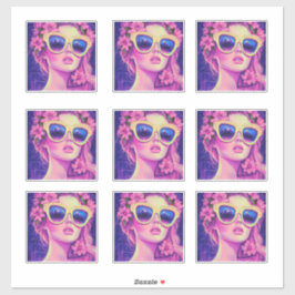Neon Dream Girl mit BläserSonnenbrille Aufkleber