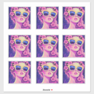 Neon Dream Girl mit BläserSonnenbrille Aufkleber