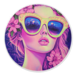 Neon Dream Girl mit BläserSonnenbrille Keramikknauf