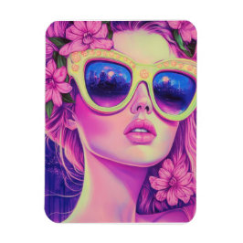Neon Dream Girl mit BläserSonnenbrille Magnet