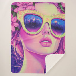 Neon Dream Girl mit BläserSonnenbrille Sherpadecke