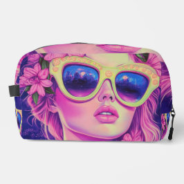 Neon Dream Girl mit BläserSonnenbrille Waschbeutel