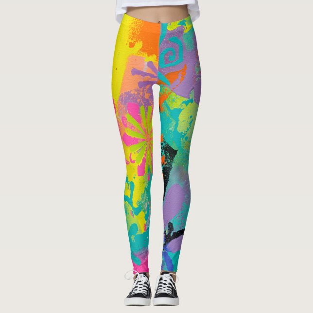 Neon Dreams Abstrakt Leggings (Vorderseite)