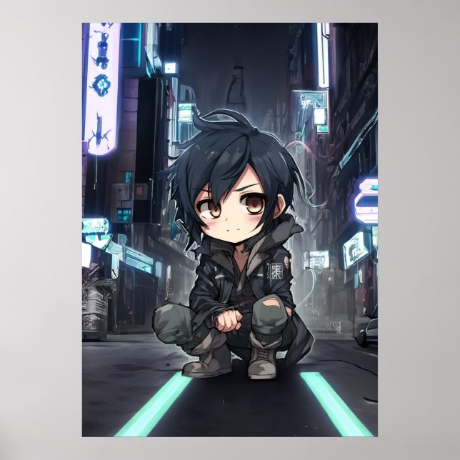 Neon Dreams: Ein Cyberpunk-Anime-Abenteuer in Chib Poster (Vorne)