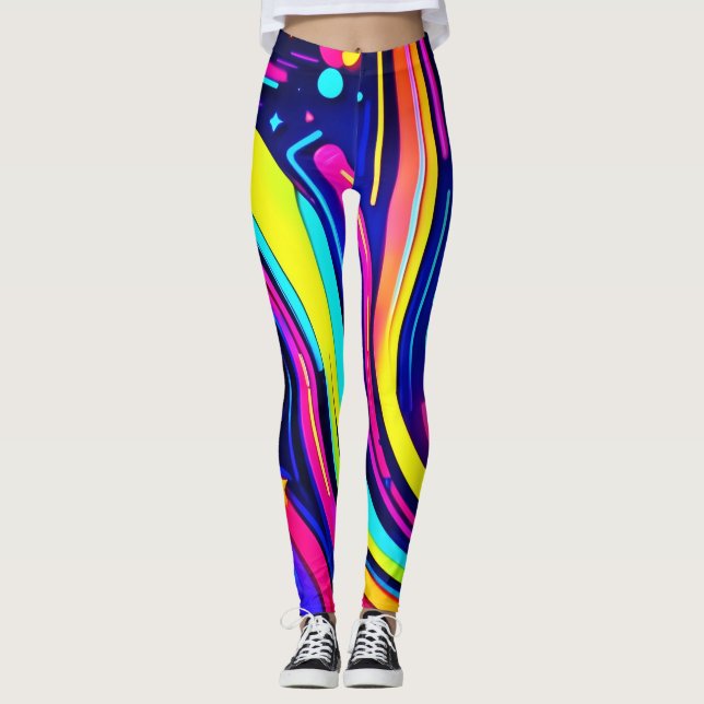 Neon Dreams: Eine psychedelische digitale Odyssey Leggings (Vorderseite)