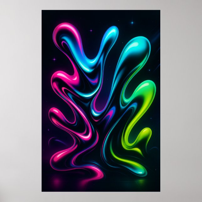 Neon Dreams II Abstract Canvas | Chrome Wall Art Poster (Vorne)