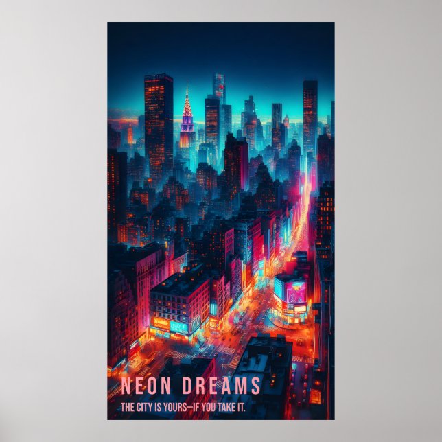 Neon Dreams - Nachtstädplakat Poster (Vorne)