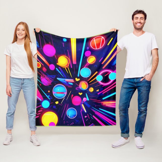 Neon Dreams - Psychedelische Formen & Farben Fleecedecke (Beispiel)