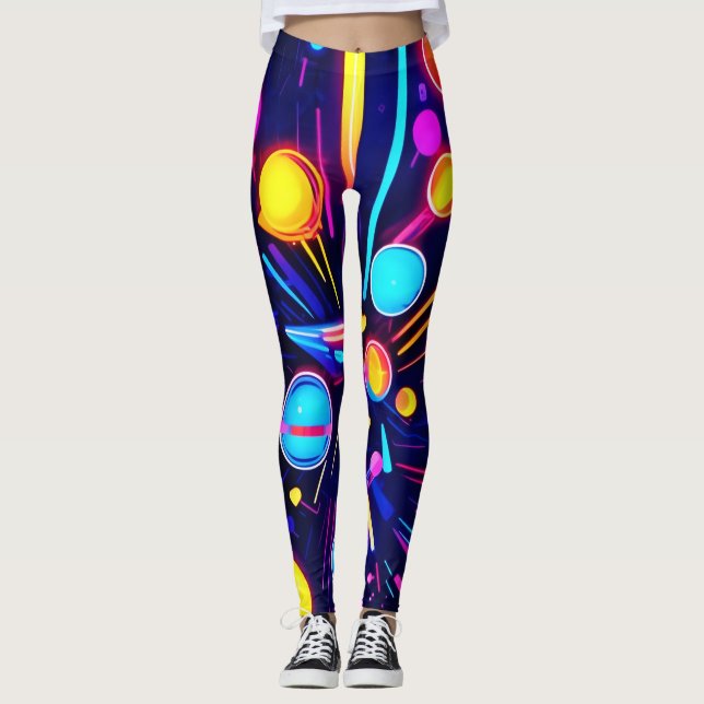 Neon Dreams - Psychedelische Formen & Farben Leggings (Vorderseite)