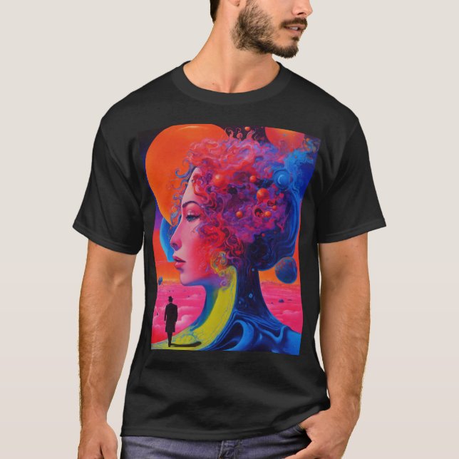 Neon Dreams: Surreal Dali Universe Art T - Shirt (Vorderseite)