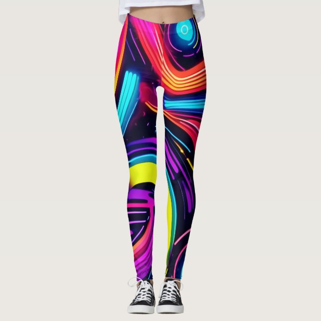 Neon Dreamscape Art Leggings (Vorderseite)