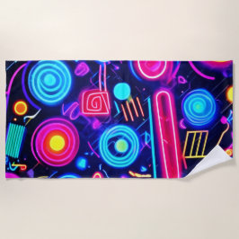 Neon Dreamscape: Eine lebendige Abstrakte Kunst Strandtuch