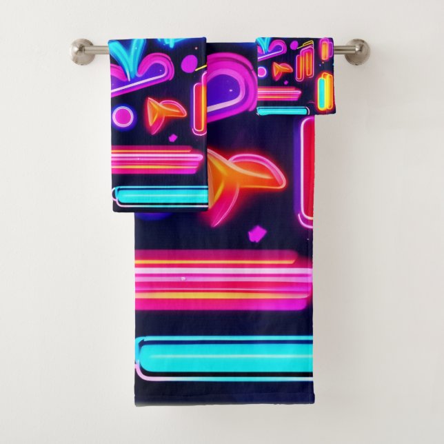 Neon Dreamscape Symphony Badhandtuch Set (Insitu)
