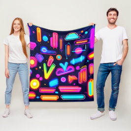 Neon Dreamscape Symphony Fleecedecke
