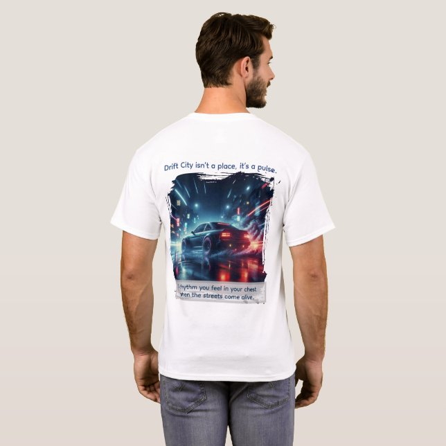 Neon-Drift-City-Skyline-Kunst T-Shirt (Schwarz voll)