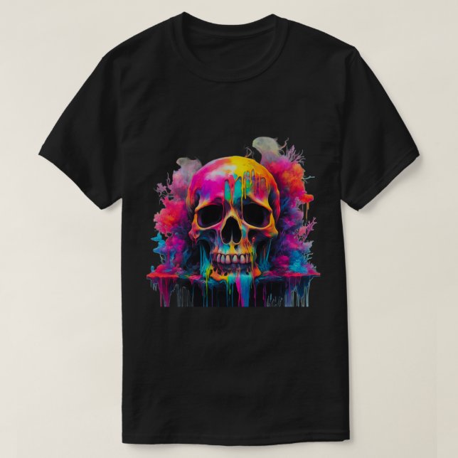 Neon-Drip-Totenkopf Herren Basic T-Shirt (Design vorne)