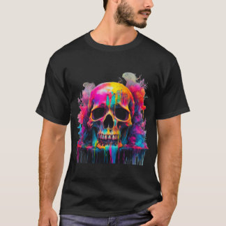 Neon-Drip-Totenkopf Herren Basic T-Shirt