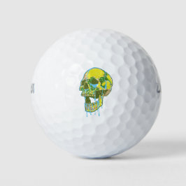 Neon Dripping Skull Illustration – Bold Grunge Art Golfball