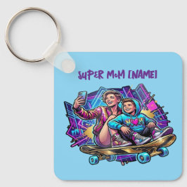 Neon Drive Keychain: Mother & Son Skate Gift Schlüsselanhänger