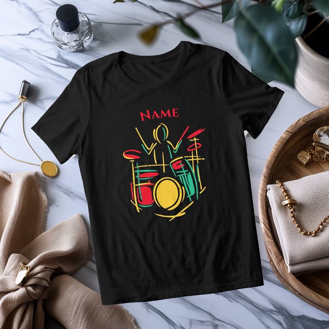 Neon Drums Line Art | Lebhafter musikalischer T -  Tri-Blend Shirt (Von Creator hochgeladen)