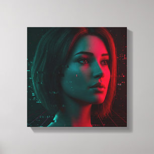 Neon Echo Stretched Canvas Print Leinwanddruck