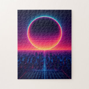 Neon Eclipse Over the Cyber City Puzzle