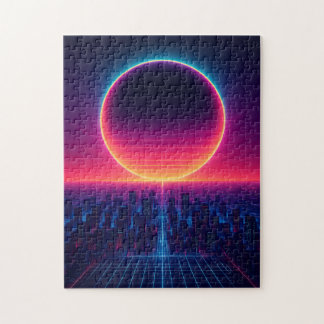 Neon Eclipse Over the Cyber City Puzzle