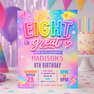 Neon Eight ist großartig Geburtstag Einladung