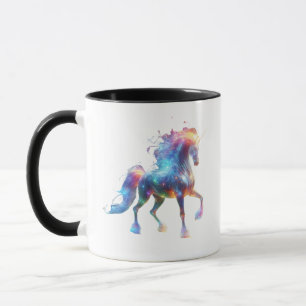 Neon-Einhorn-Kunst – Leuchtendes Fantasy-Pferd Reg Tasse